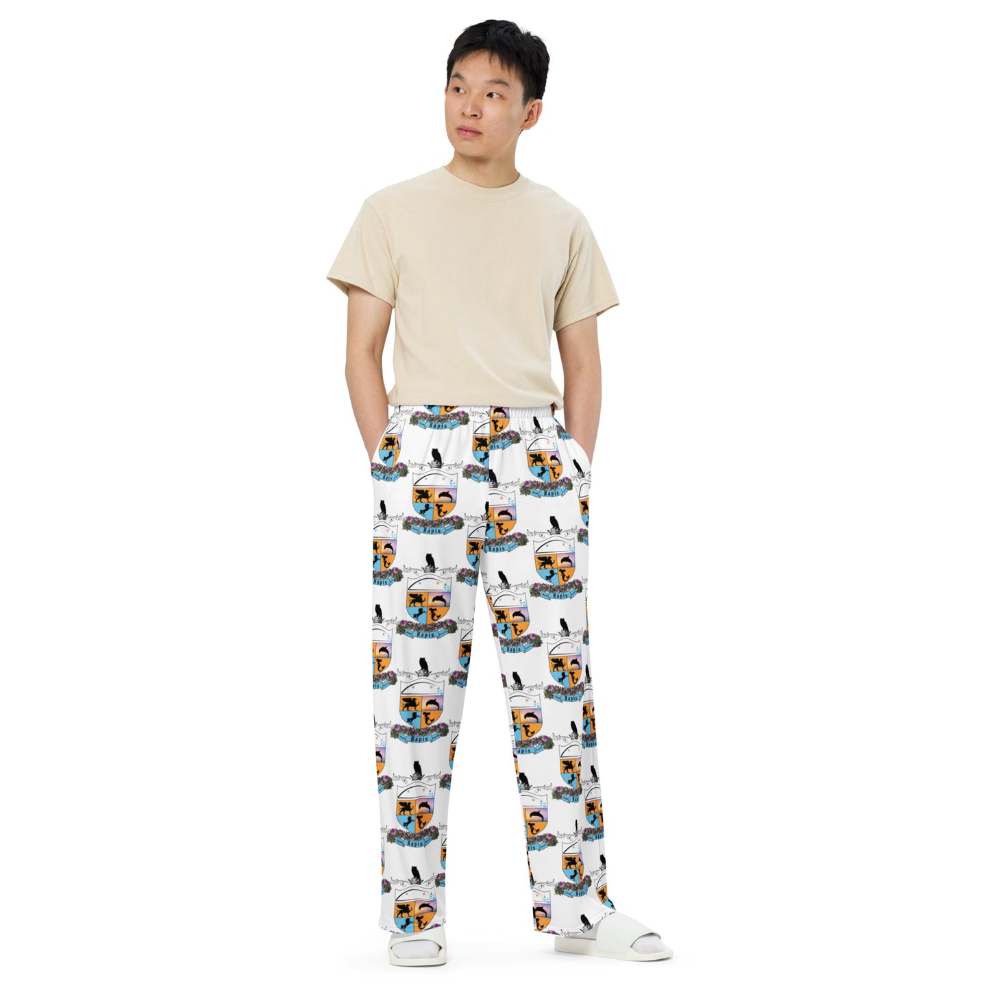 All-over print unisex wide-leg pants - Hapis Coat of Arms