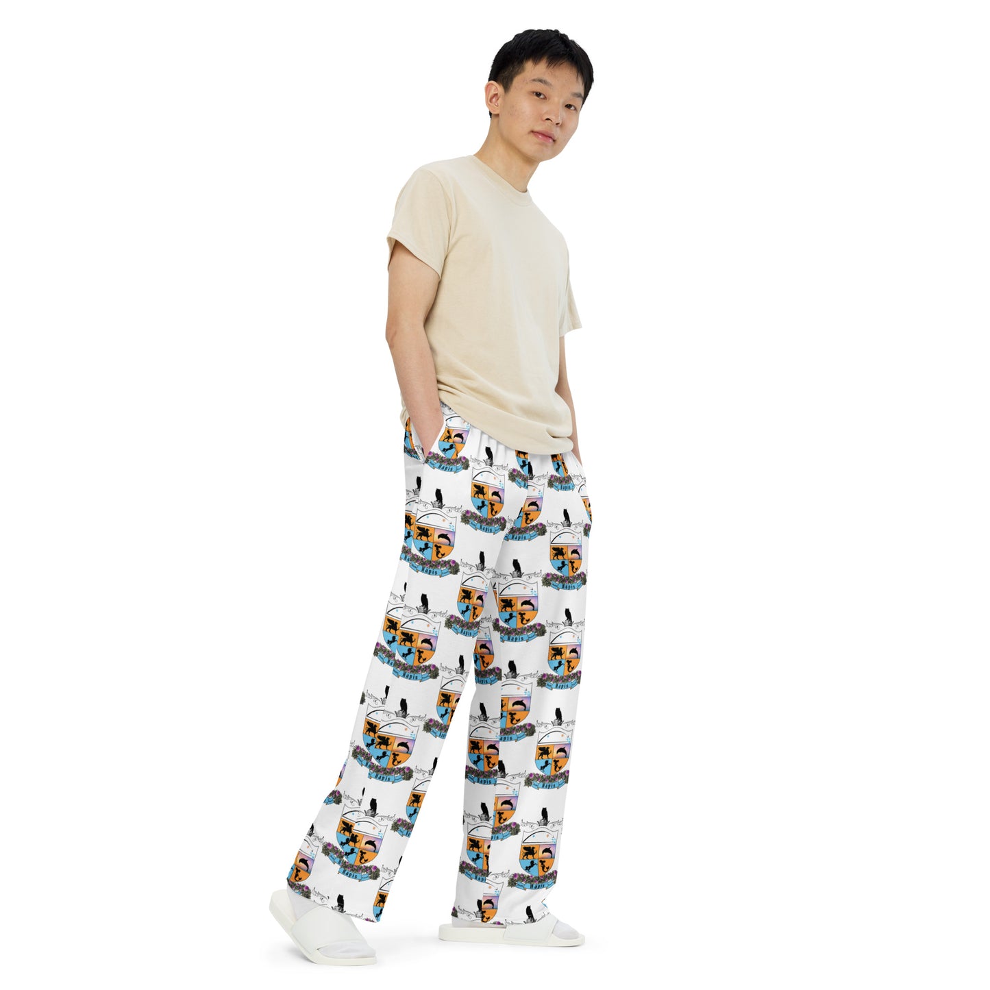 All-over print unisex wide-leg pants - Hapis Coat of Arms