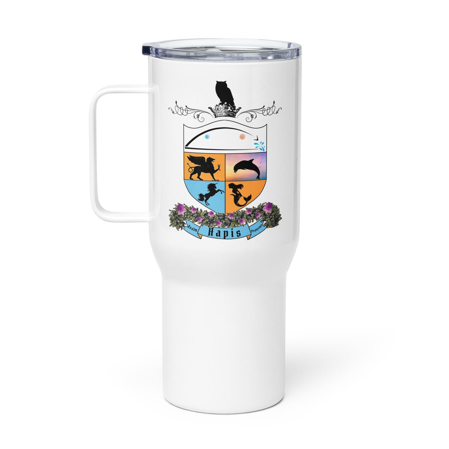 Travel mug with a handle - Hapis Coat of Arms